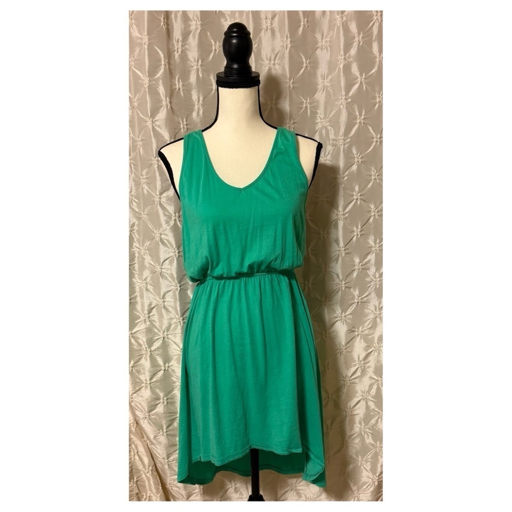 Alternative Green Racerback Tank Top Dress Pima Cotton High Low